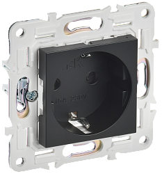 SKANDY Розетка с заземлением с защитными шторками 16А SK-R04Bl черный IEK SK-R14-16-K02