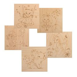 Доски для выжигания «Малыши зверята», 150х150мм, 5 шт., пакет REXANT 12-0933