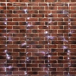 Гирлянда светодиодная Занавес 2х6м 360 LED БЕЛЫЙ прозрачный ПВХ IP65 эффект водопада 24В не соединяется трансформатор в комплекте NEON-NIGHT 235-465