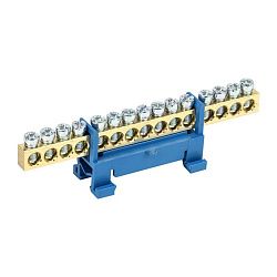 Шина «N» нулевая с синим изолятором тип «Стойка» на DIN-рейку 6x9мм 15 групп REXANT 11-2356