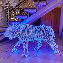 Световой арт-объект Синий Тигр, стоячий 180х140 см. S-0019