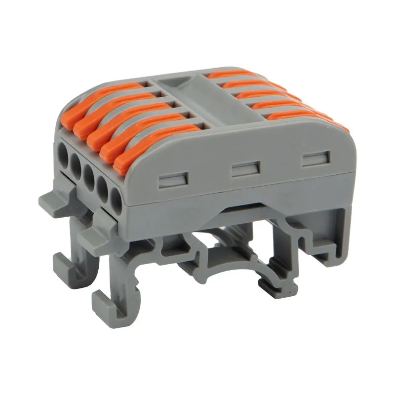 Клемма СМК 222-425D проходная 5-полюсная, с креплением на DIN-рейку (0,08-4 мм²) серая (20 шт./уп.) REXANT