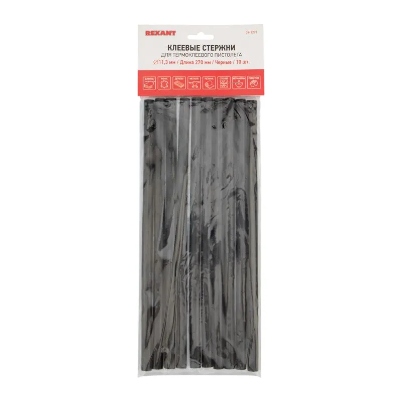 Стержни клеевые Ø11мм, 270мм, черные (10 шт/уп), хедер REXANT - Фото 2