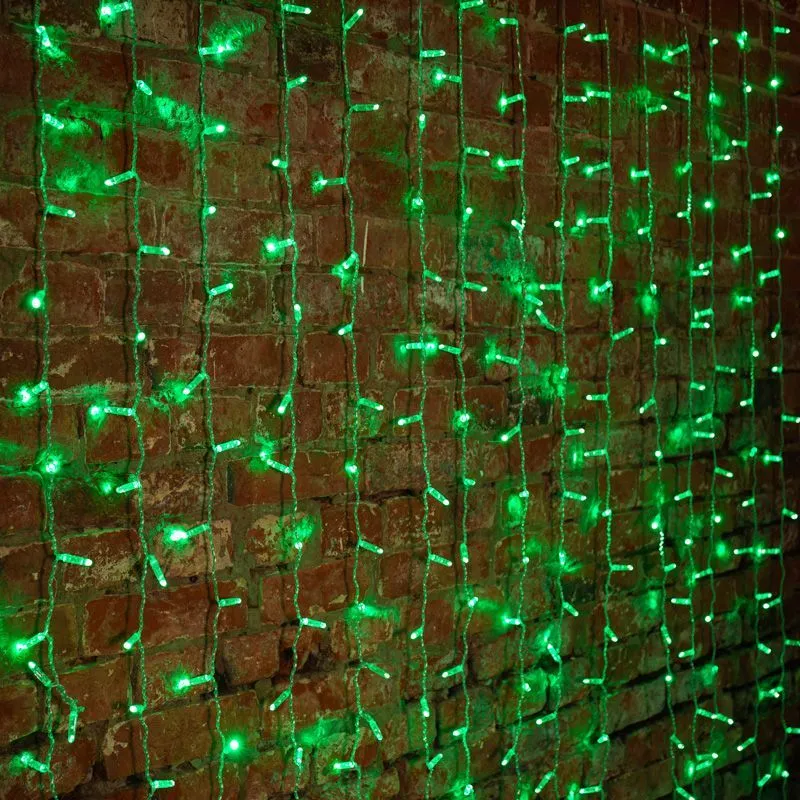 Гирлянда светодиодная Занавес 2х1,5м 360 LED ЗЕЛЕНЫЙ прозрачный ПВХ IP65 постоянное свечение 230В блок в комплекте NEON-NIGHT 235-304