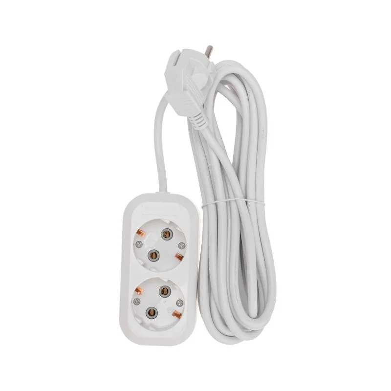 Удлинитель 2 гнезда, 5м, 3х0,75мм², с/з, белый PROconnect - Фото 3