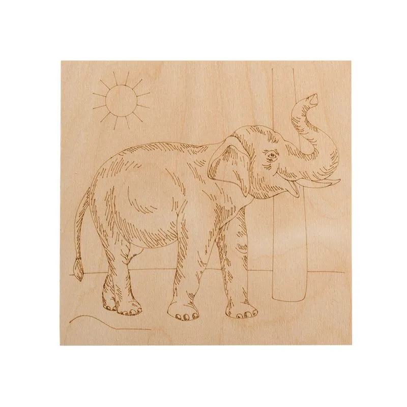 Доски для выжигания «Животные», 150х150мм, набор 5 шт. (белка, слон, сова, ежик, тигр) пакет REXANT - Фото 3