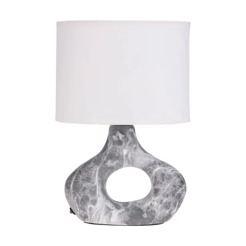 Светильник декоративный настольный Форте, основание кольцо под черный мрамор, белый абажур, цоколь Е27, 60Вт REXANT 603-1027