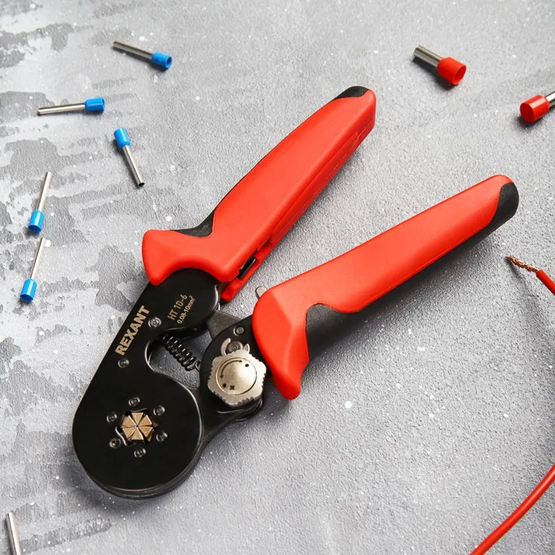 Кримпер HT-10-6 для обжима штыревых наконечников 0,08-10,0мм² с регулятором прижимного усилия REXANT - Фото 2