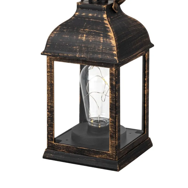 Декоративный фонарь с лампочкой, бронзовый корпус, размер 10,5х10,5х22,5 см, цвет ТЕПЛЫЙ БЕЛЫЙ - Фото 5