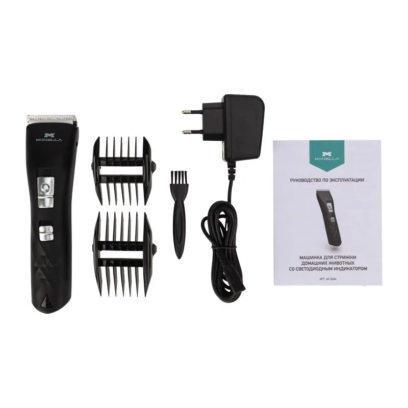 Машинка для стрижки домашних животных со светодиодным индикатором 3,7 В, черная - Фото 2