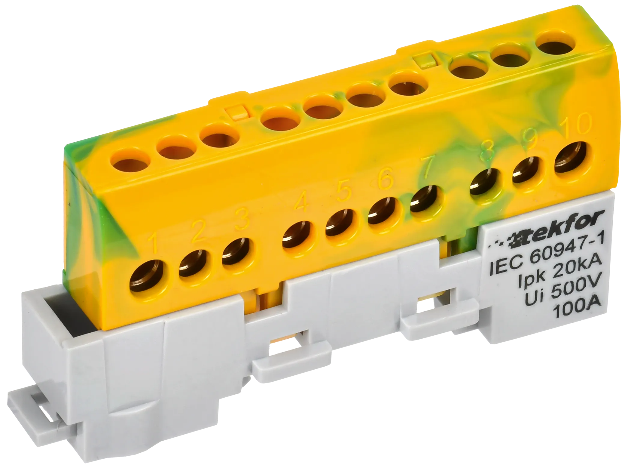 TEKFOR Шина PE "земля" изолированная на универсальном держателе 6х9-10-ЖЗ IEK TF-NN10-10-KL-K52