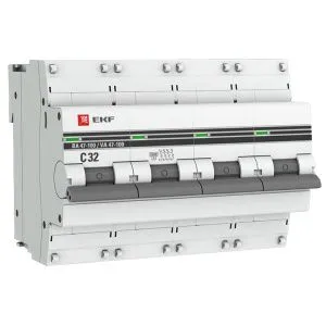 Авт. выкл. 4P 32А (C) 10kA ВА 47-100 EKF PROxima mcb47100-4-32C-pro