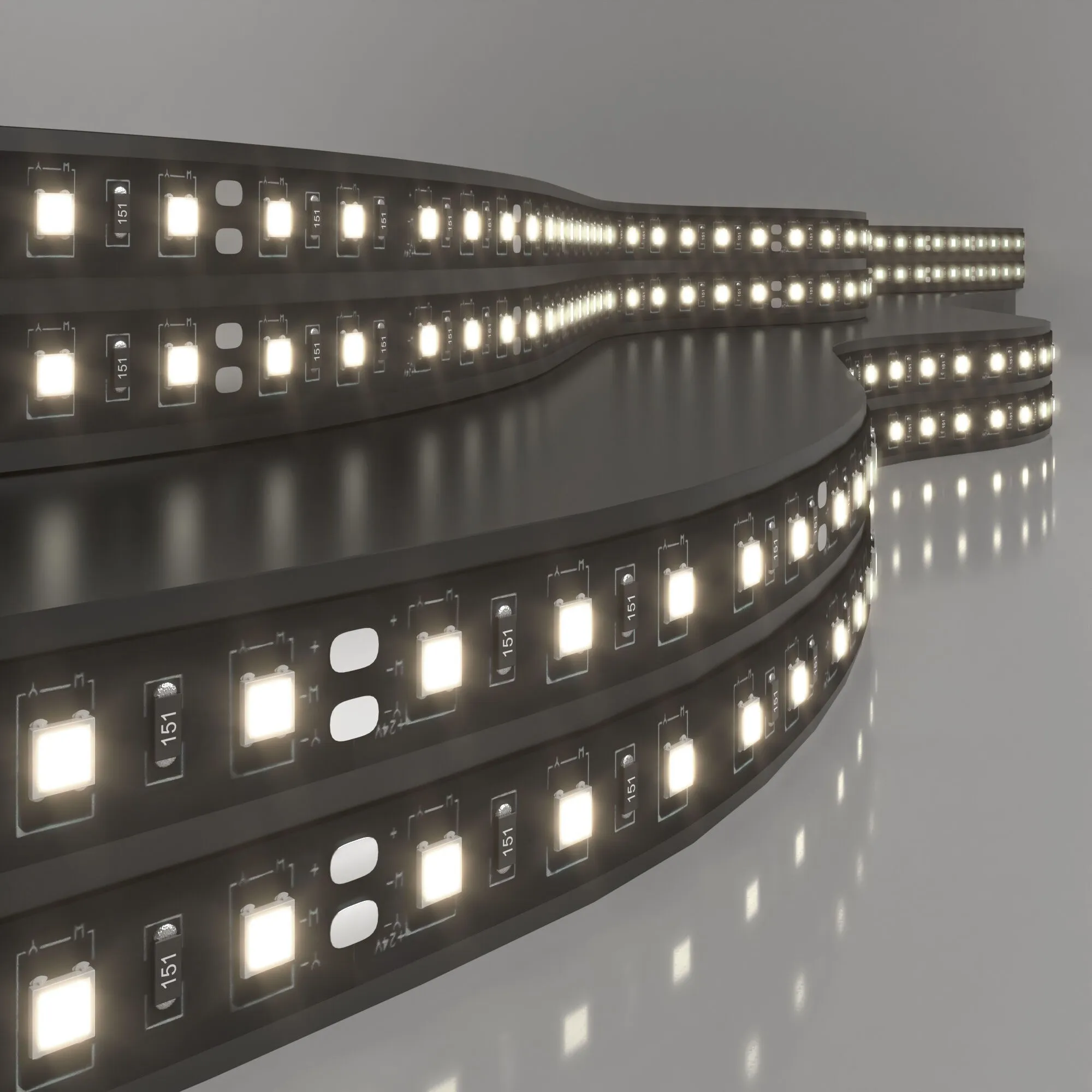 Лента светодиодная 120Led 9,6W IP20 4200K дневной белый (2835 24V 120Led 9,6W IP20 Black) 2835 24V 1