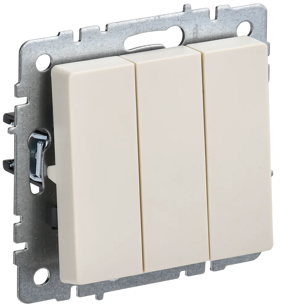 BRITE Выключатель 3-клавишный 10А ВС10-3-0-БрКр бежевый IEK