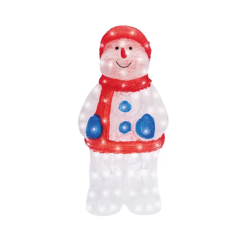 Акриловая светодиодная фигура Снеговик в синих варежках 31х25х59 см, IP65, понижающий трансформатор в комплекте NEON-NIGHT