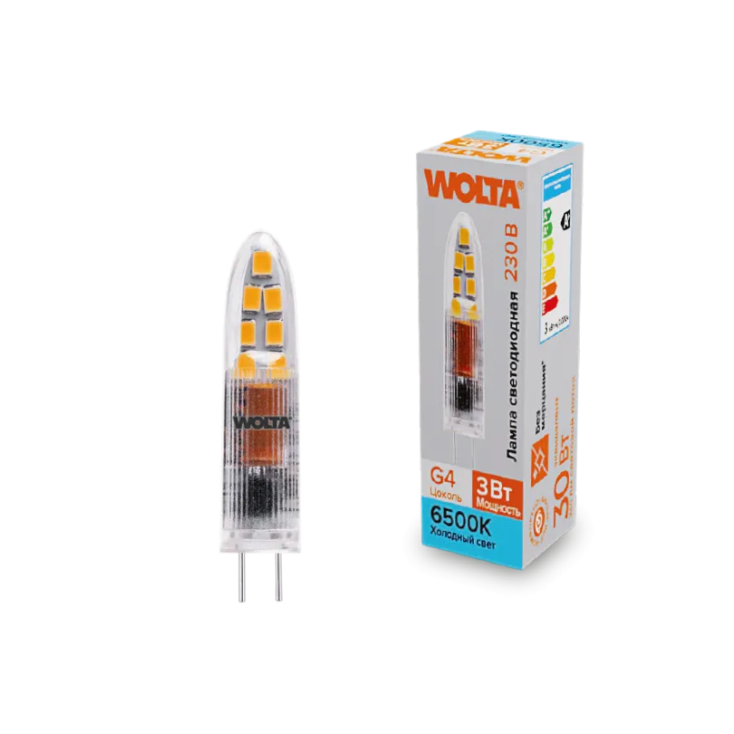 Светодиодная лампа WOLTA WSTD-JC-220V3W6KG4-P 3Вт 6500K G4