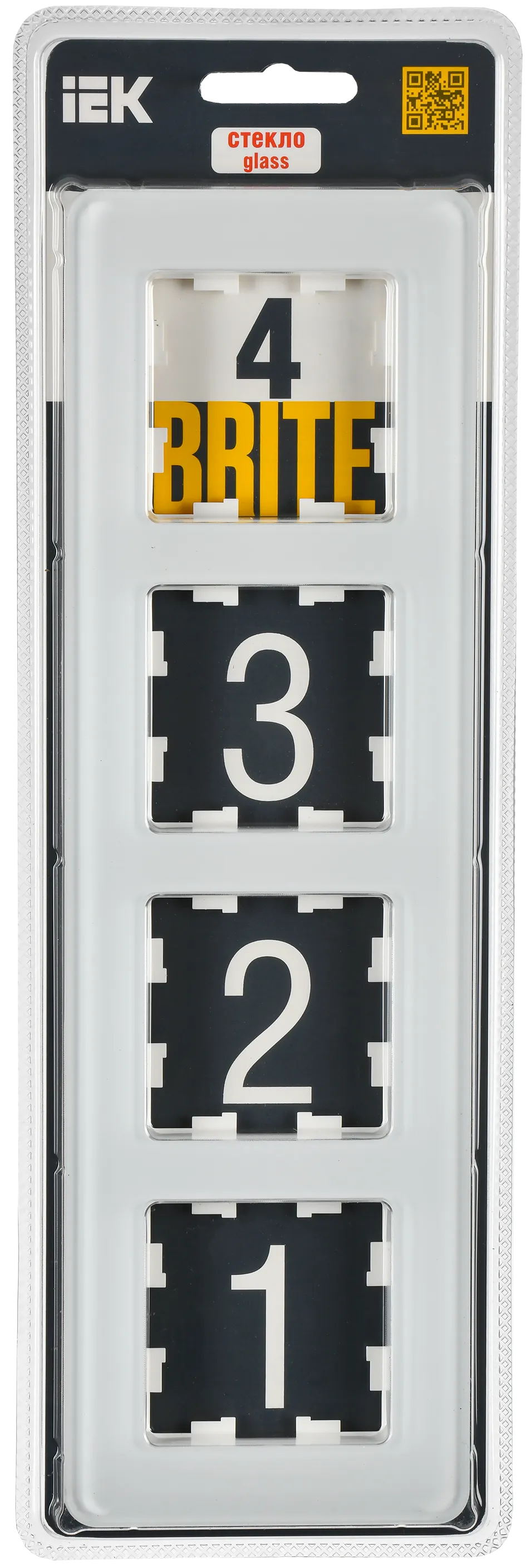 BRITE Рамка 4-местная РУ-4-2-Бр стекло белый RE IEK - Фото 2
