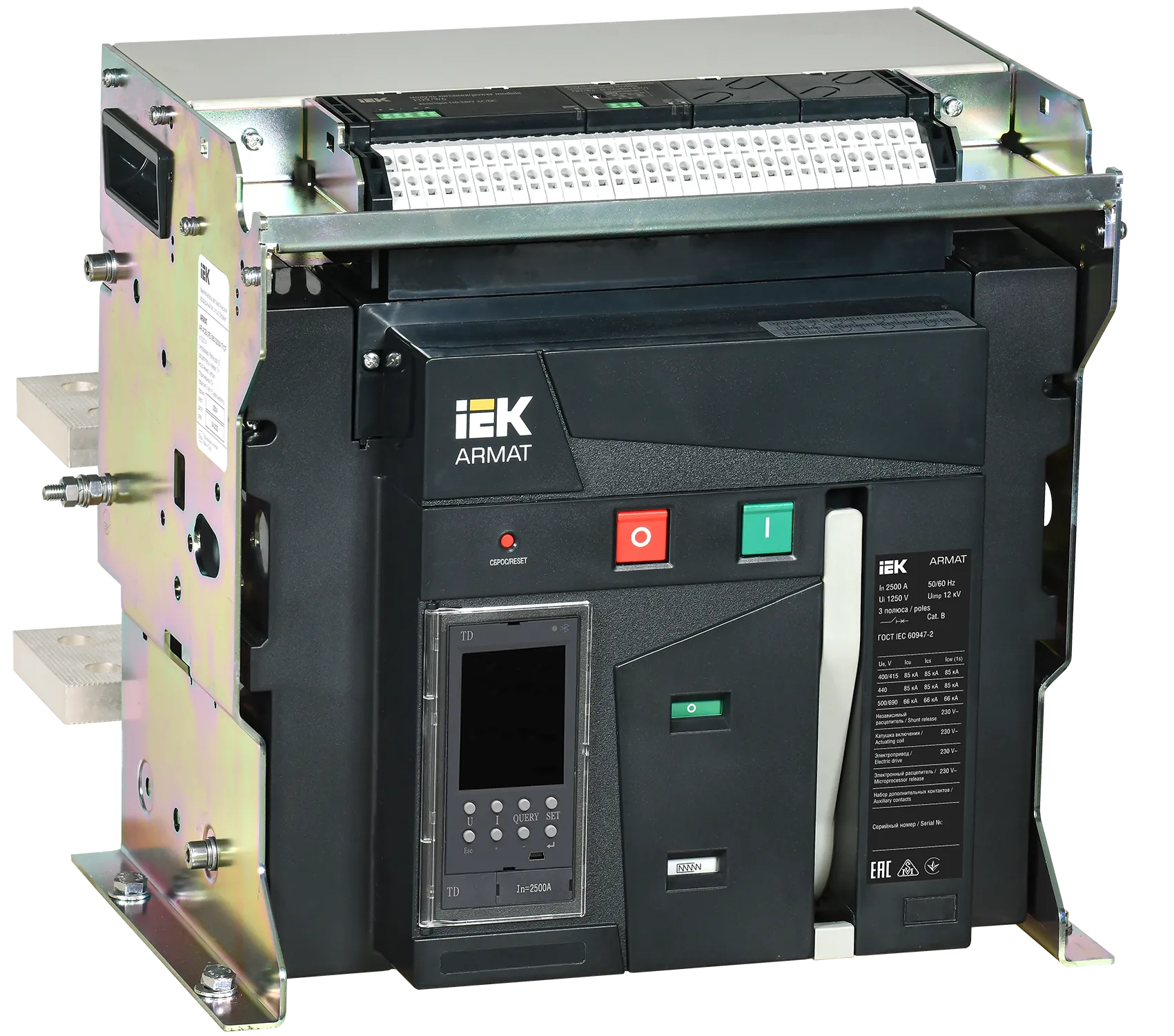 ARMAT AR-A4S TD25 3P F HR Выключатель автоматический воздушный 85кА расцепитель TD 2500А 3P стационарный с аксессуарами ~220-240В: реле отключения, ре AR-ACB-3FF-085-2500A-TDCF