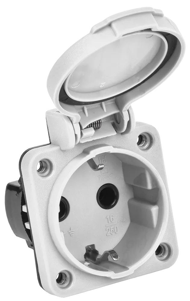 MAGNUM Розетка панельная SCHUKO РП13-3 с крышкой IP54 серый IEK