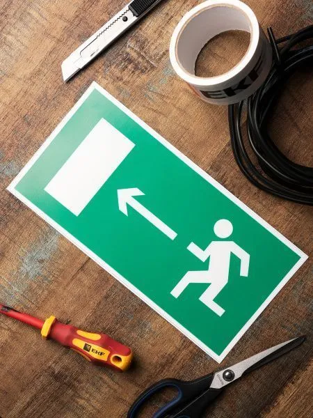 Знак наклейка E04 "Направление к эвакуационному выходу налево" (150х300) EKF - Фото 5