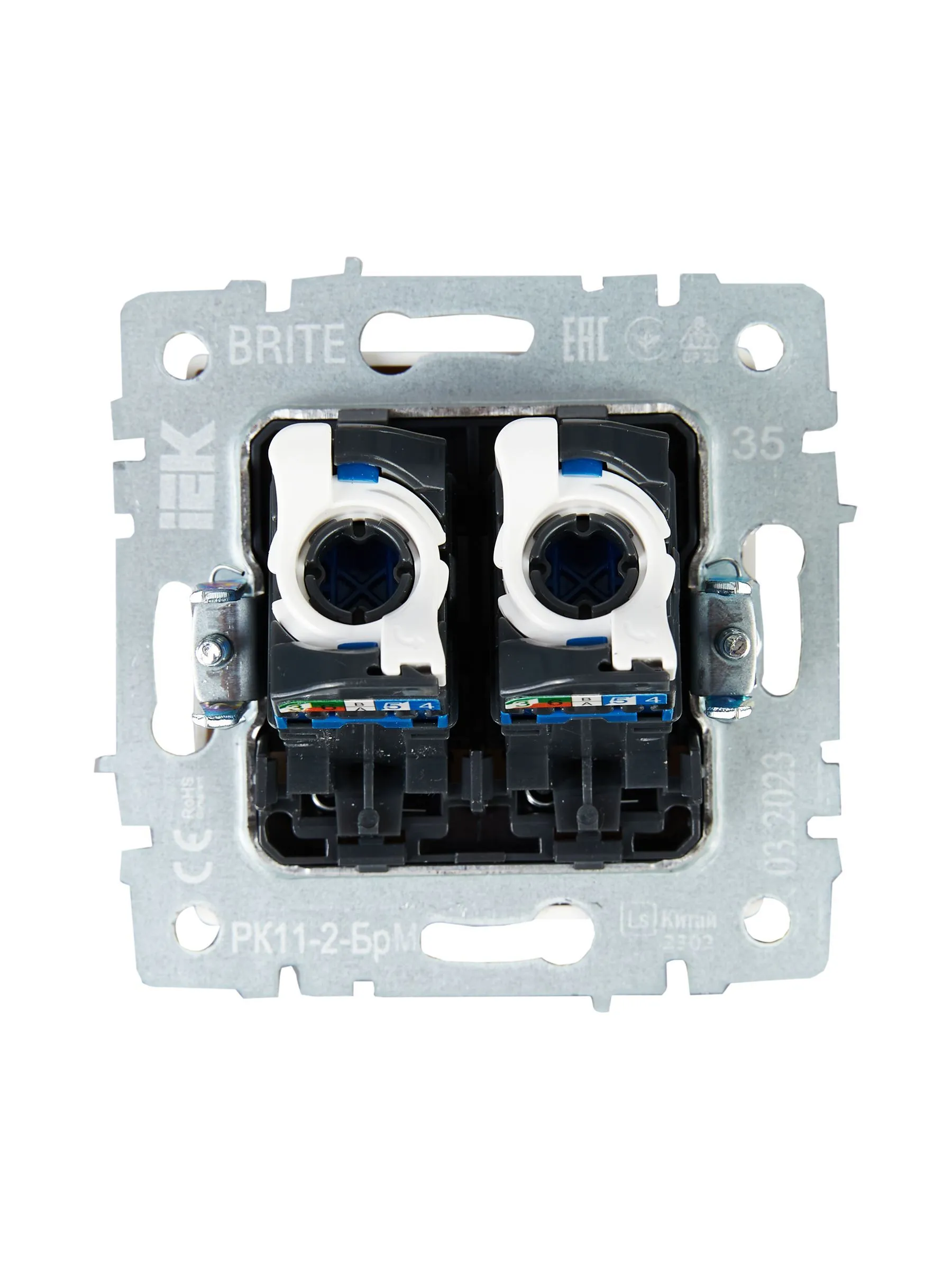 BRITE Розетка компьютерная двойная RJ45 кат.6 РК11-2-БрМ маренго IEK - Фото 3