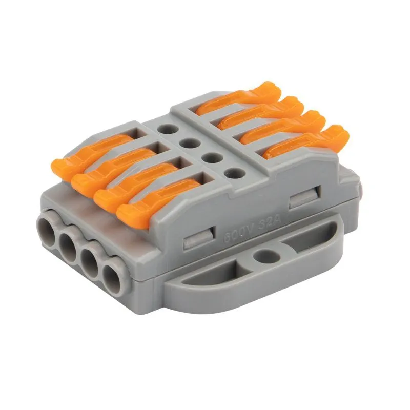 Клемма СМК 222-424P проходная 4 полюса, с монтажной площадкой (0,08-4 мм²), серая (25 шт./уп.) REXANT 07-6264