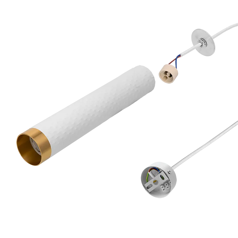 Подвесной светильник WOLTA WSL-GU10/P10WG IP20 под лампу GU10 Белый/золото CELLA D55x280 1/20 - Фото 6