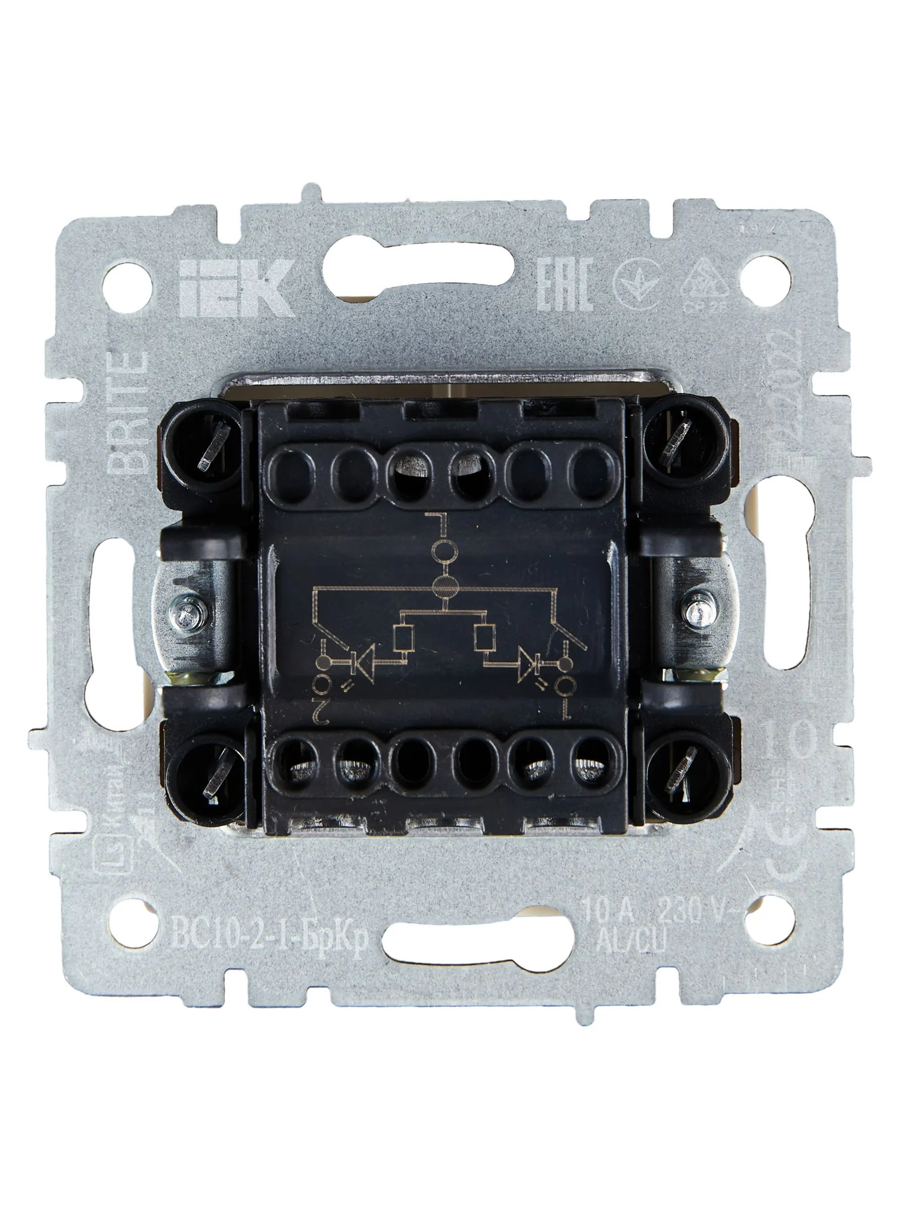 BRITE Выключатель 2-клавишный с индикацией 10А ВС10-2-1-БрКр бежевый IEK - Фото 7