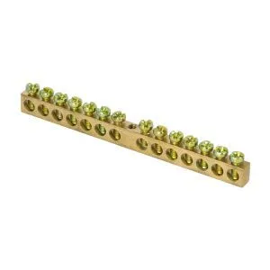 Шина PEN "ноль-земля" (8x12мм) 14 отв. латунь крепеж по центру розн. стикер EKF sn0-125-14-c-r