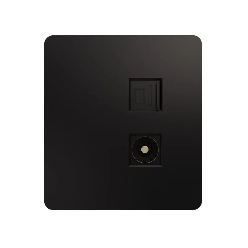 Розетка ROUND компьютерная RJ45 кат6 + TV с/у оникс KRANZ KR-78-0722-3