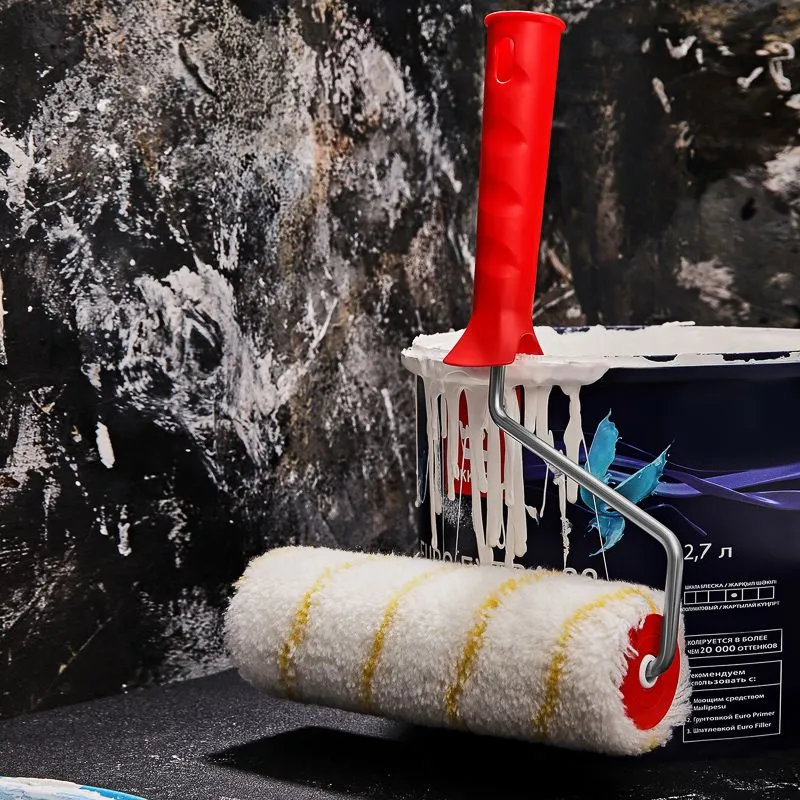 Валик полиамид белый с желтой полосой, ворс 11 мм, ширина ролика 180 мм, Ø 42 мм, бюгель 6 мм REXANT - Фото 2