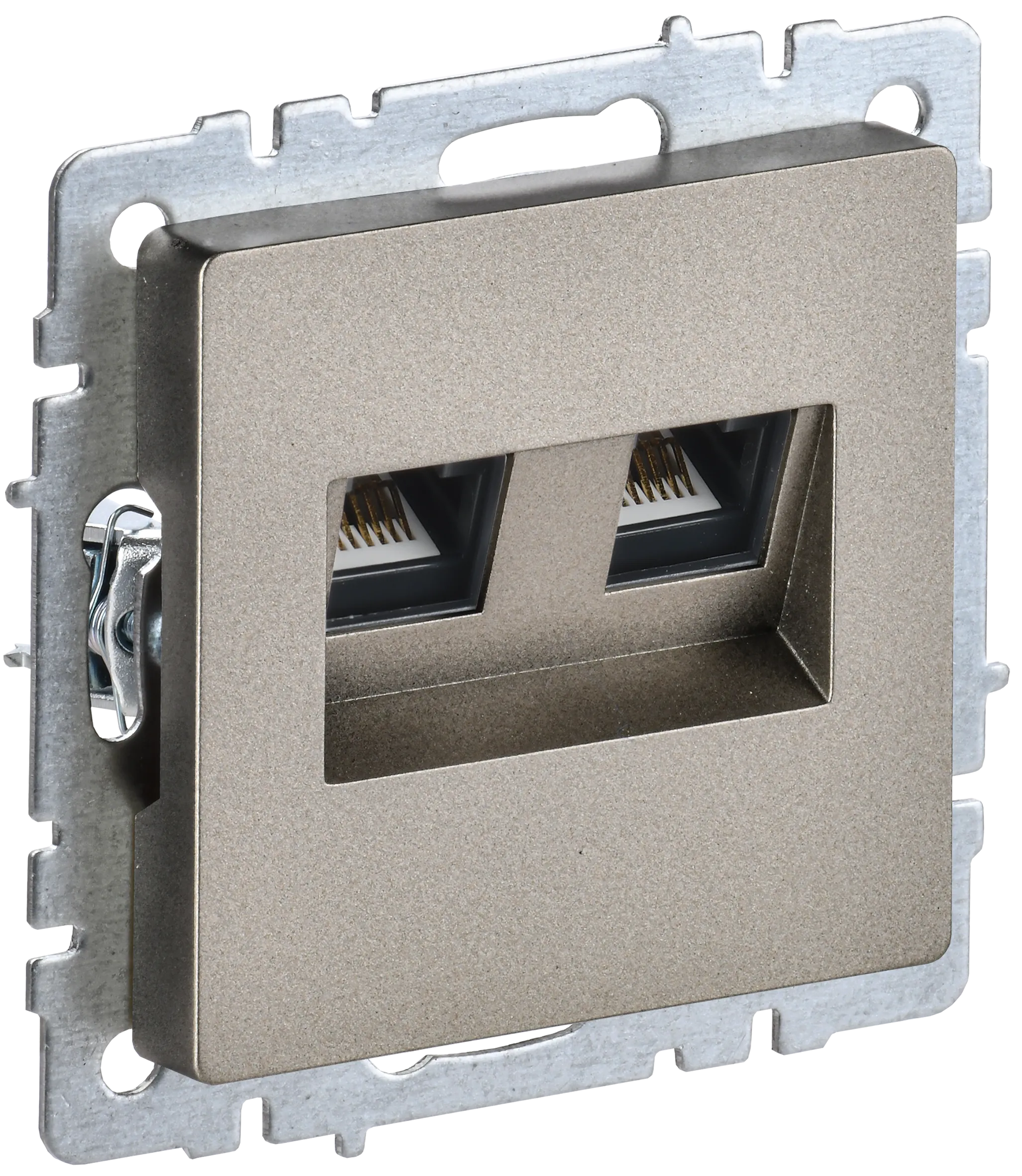 BRITE Розетка компьютерная двойная RJ45 кат.6 РК11-2-БрШ шампань IEK