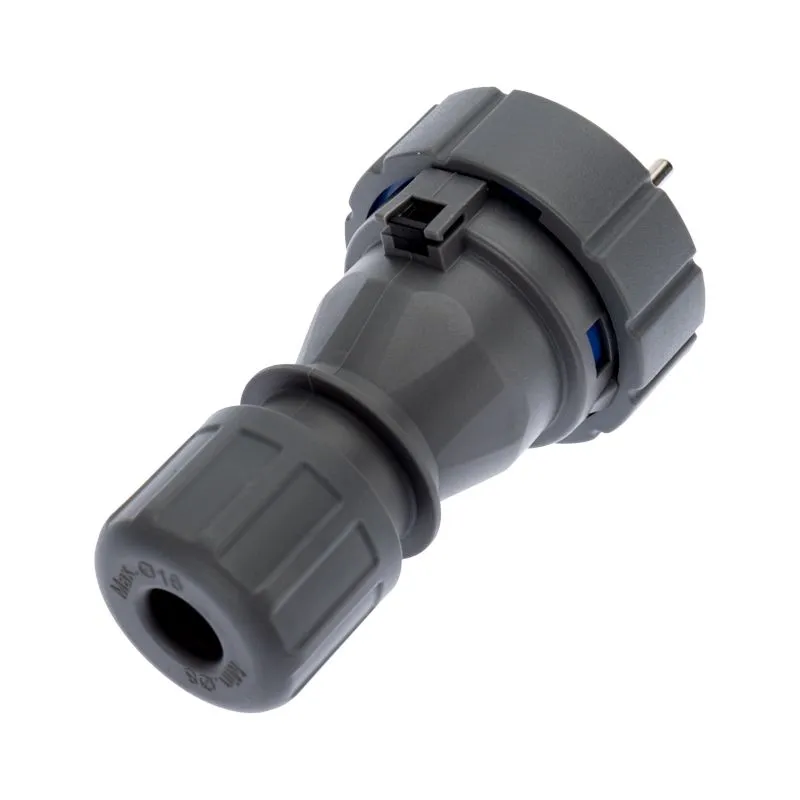 Вилка влагозащищенная прямая 2P+РE, 16А, IP68, серая REXANT - Фото 2