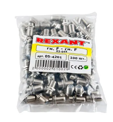 Переходник гнездо F – гнездо F, бочка с кольцом REXANT - Фото 2