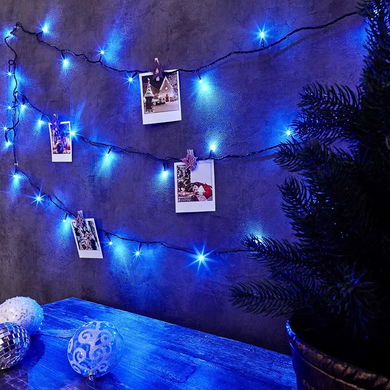 Гирлянда Твинкл Лайт 6 м, темно-зеленый ПВХ, 40 LED, цвет: Синий - Фото 2