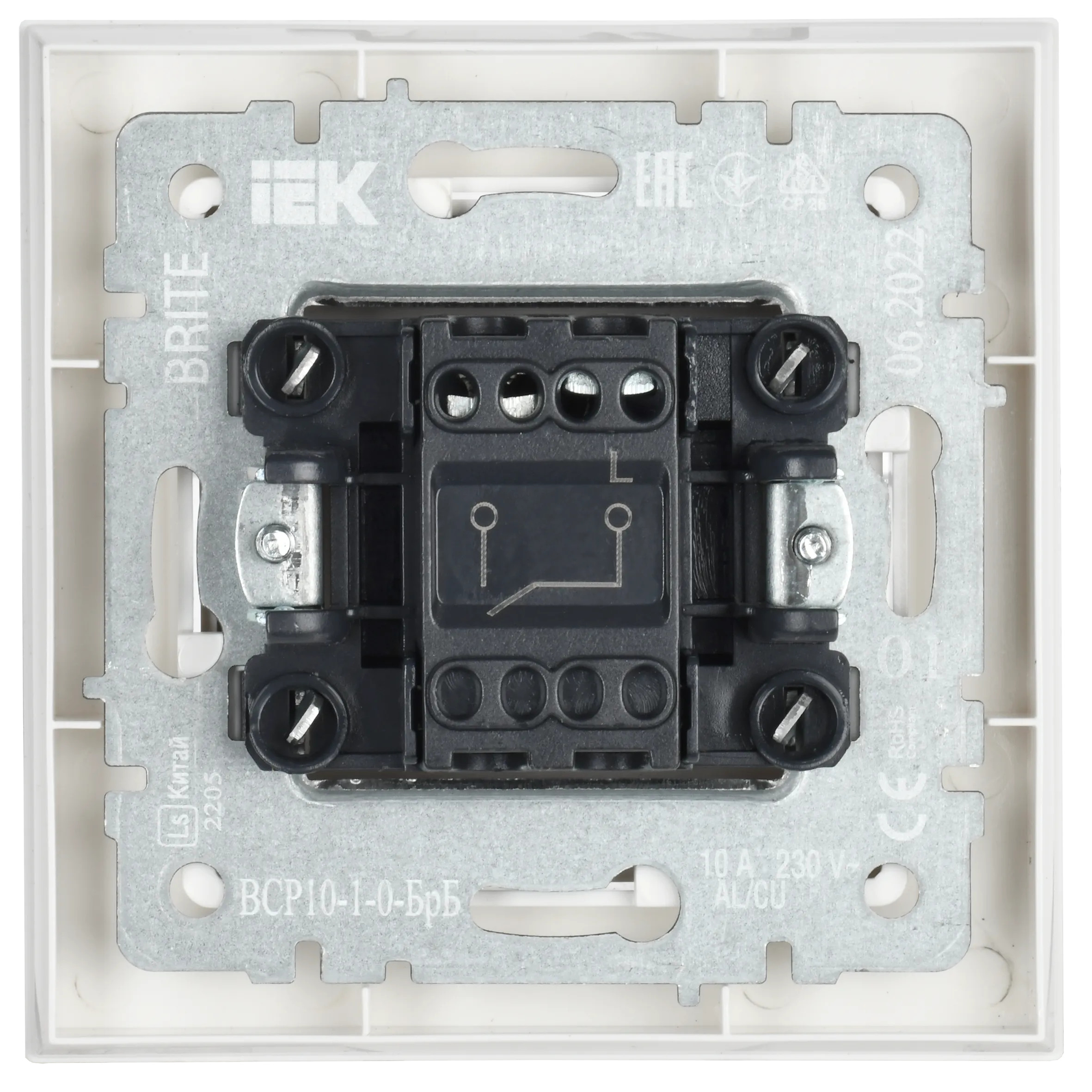 BRITE Выключатель 1-клавишный 10А в сборе ВСР10-1-0-БрБ белый IEK - Фото 5
