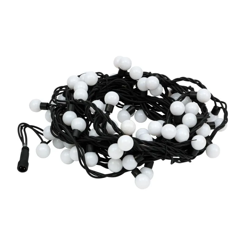 Гирлянда светодиодная Мультишарики Ø23мм 10м 80 LED ТЕПЛЫЙ БЕЛЫЙ черный каучук IP67 постоянное свечение 230В нужен блок 315-000 NEON-NIGHT - Фото 4