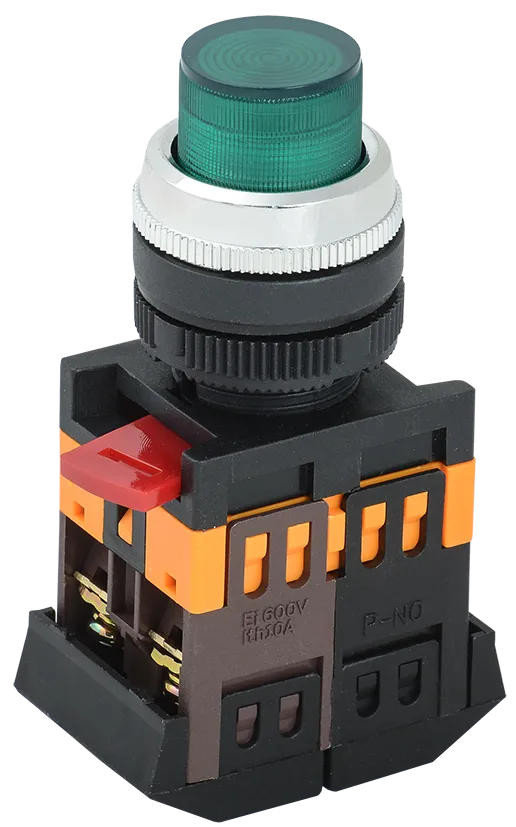 Кнопка ABLFP-22 зеленый d=22мм неон/240В 1з+1р IEK