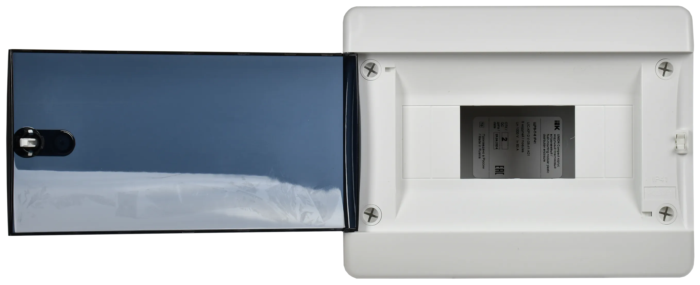 UNION Compact Корпус пластиковый ЩРВ-П-8 IP41 черная прозрачная дверь IEK - Фото 5