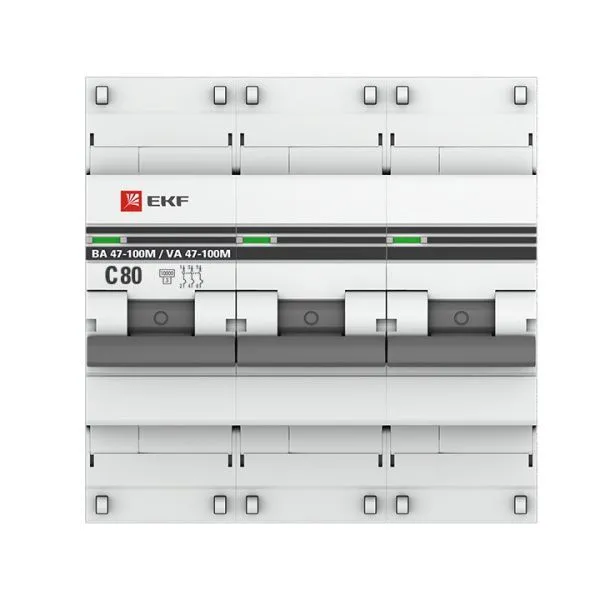 Авт. выкл. 3P 80А (C) 10kA ВА 47-100M без тепл. расцепит. EKF PROxima - Фото 2