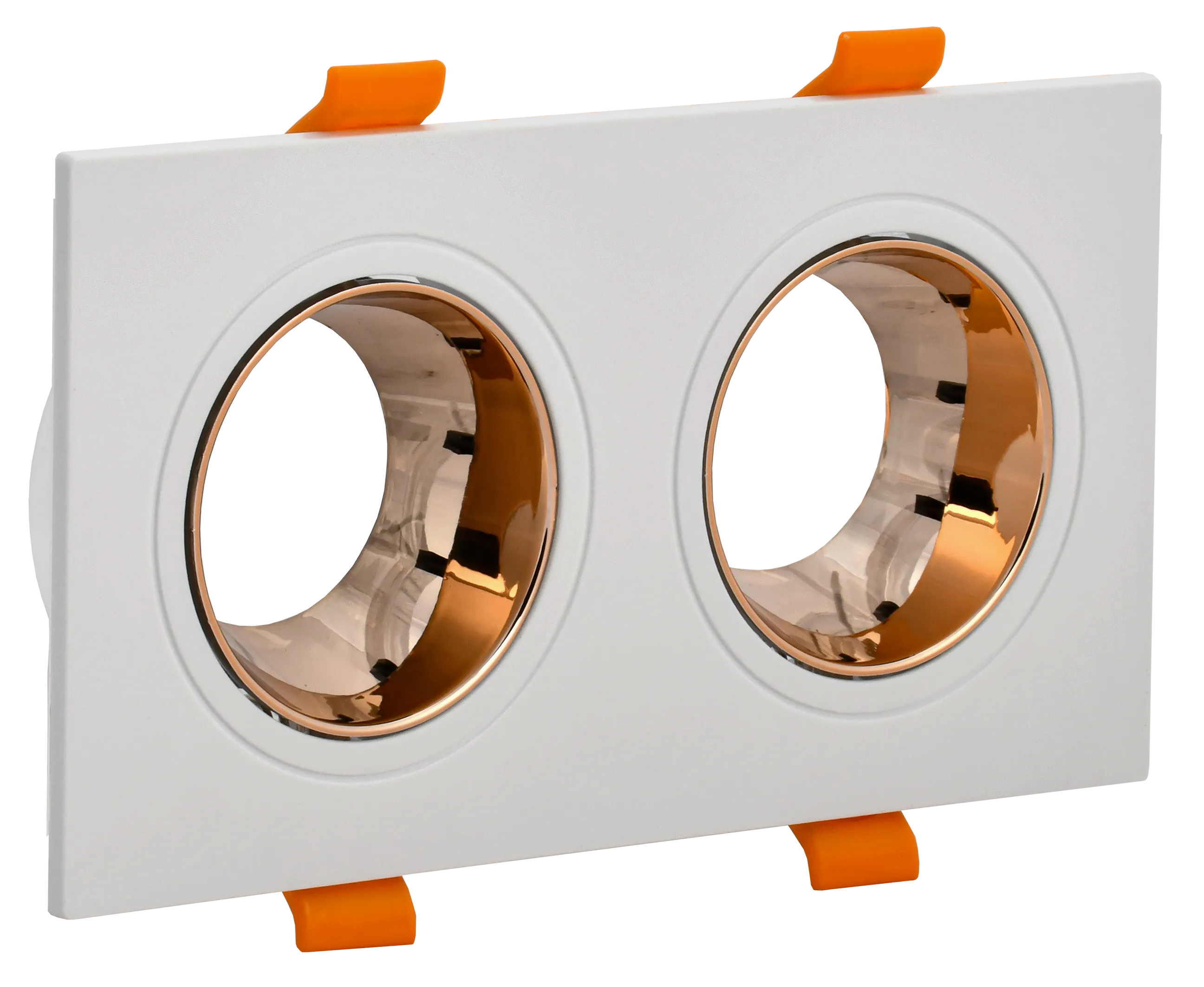 LIGHTING Светильник 4108 встраиваемый поворотный под лампу 2хGU10 белый/золото пластик IEK LT-UVB0-4108-GU10-2-K22