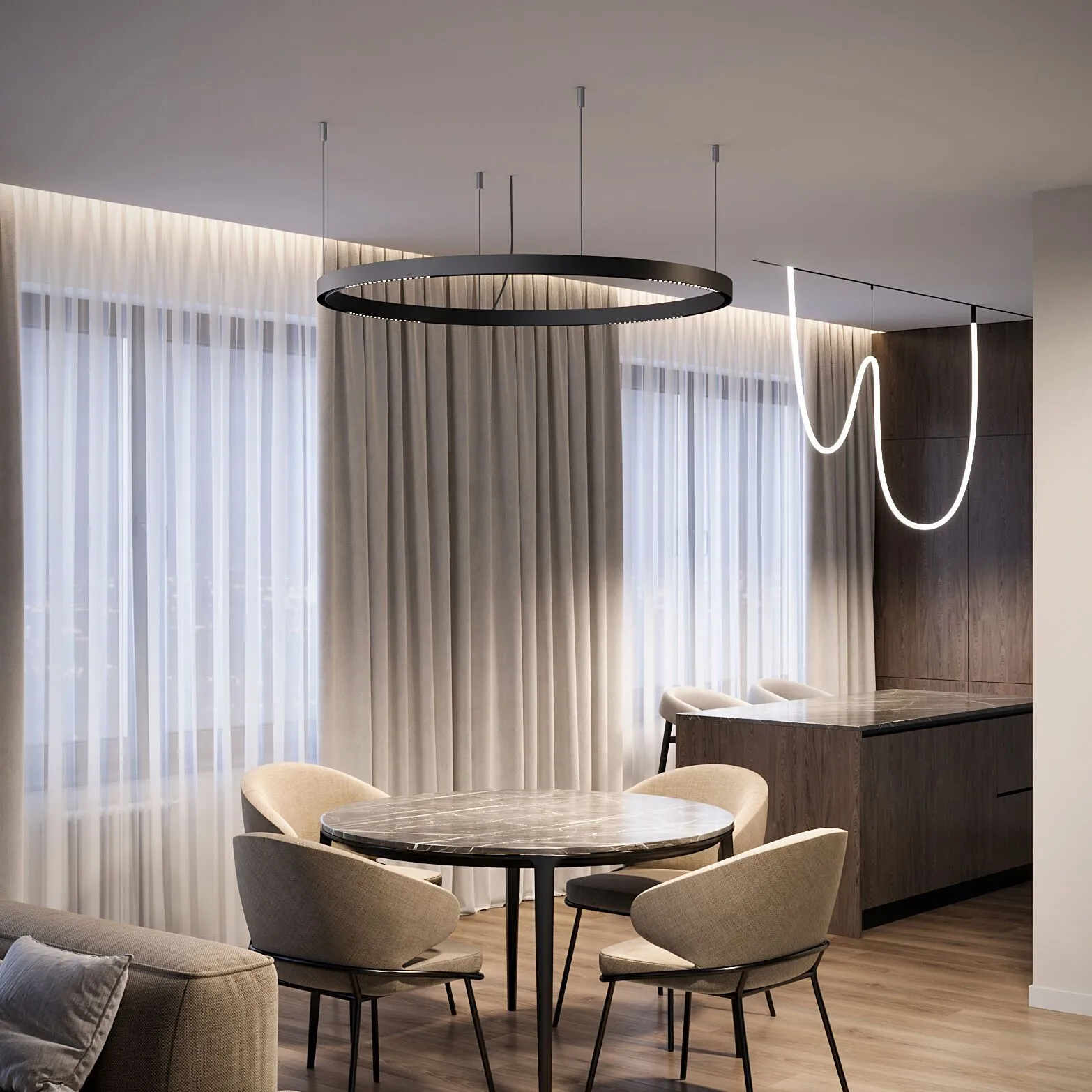 Slim Magnetic Трековый светильник для радиусного шинопровода 12W 4200K Intenso чёрный Ø800мм - Фото 3