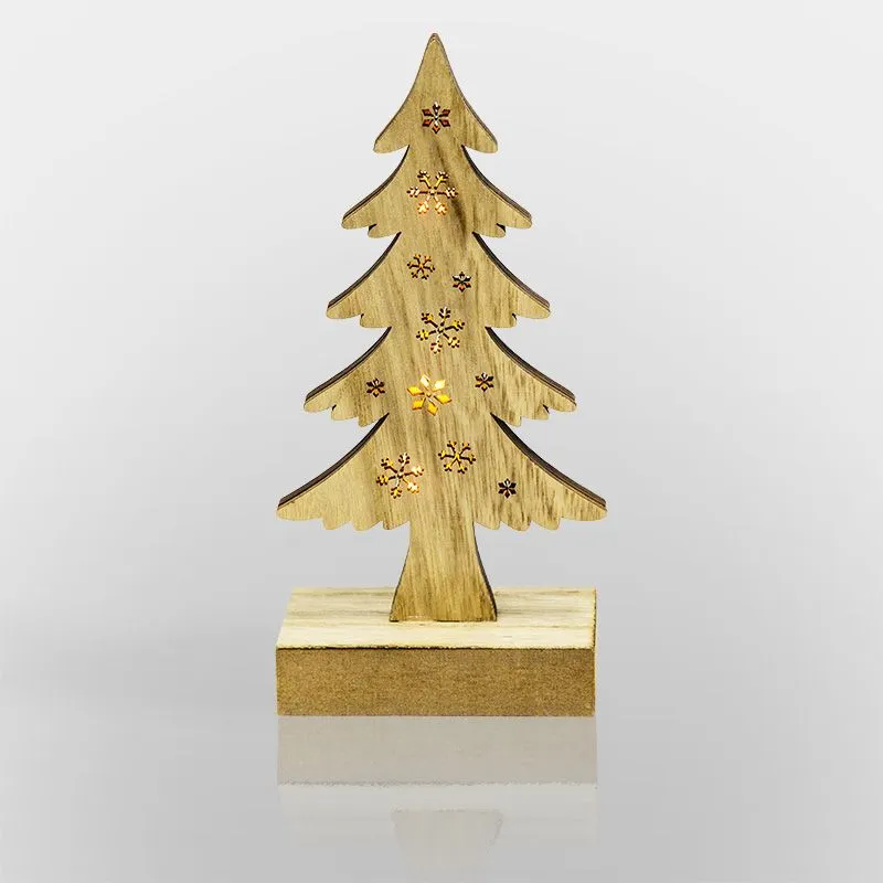 Деревянная фигурка с подсветкой Елочка 9x5x19 см