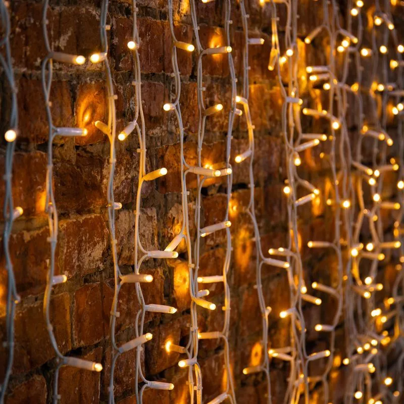 Гирлянда Светодиодный Дождь 2х3м, постоянное свечение, белый провод КАУЧУК, 230 В, диоды ТЕПЛЫЙ БЕЛЫ 237-136