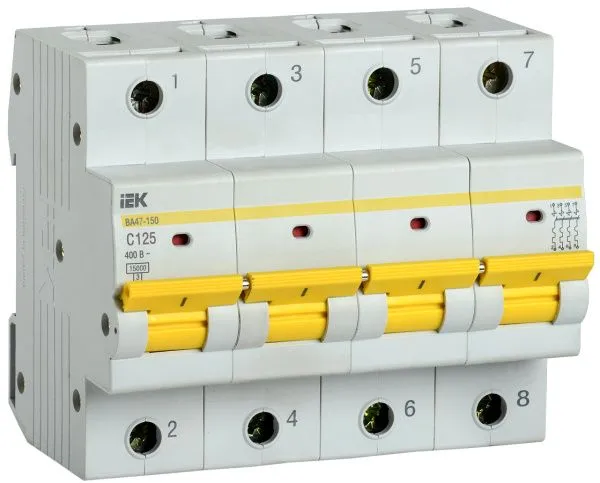KARAT Автоматический выключатель ВА47-150 4P C 125А 15кА IEK MVA50-4-125-C