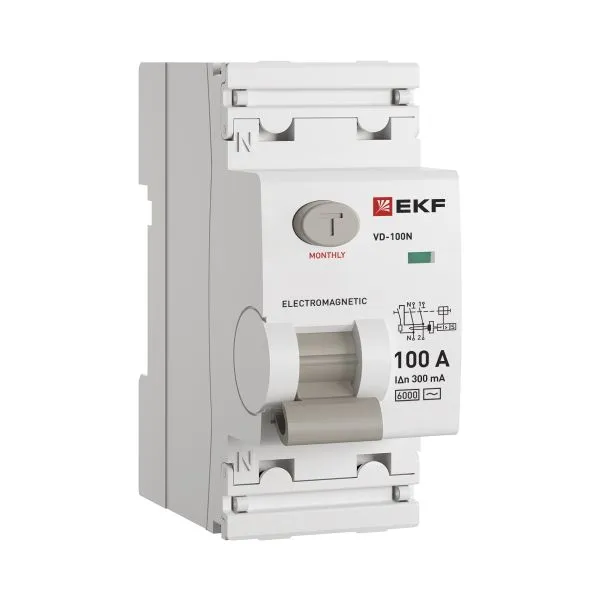 ВДТ ВД-100N 2P 100А 300мА AC эл-мех 6кА PROXIMA EKF E1026M100300