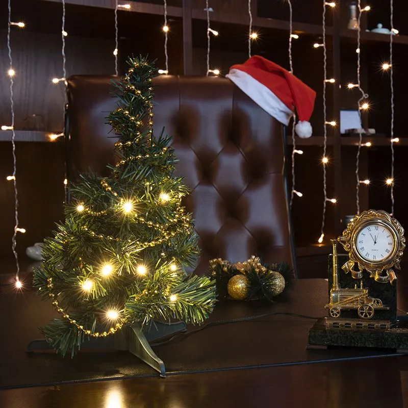 Елочка высота 30см, питание от USB, зеленая - Фото 2