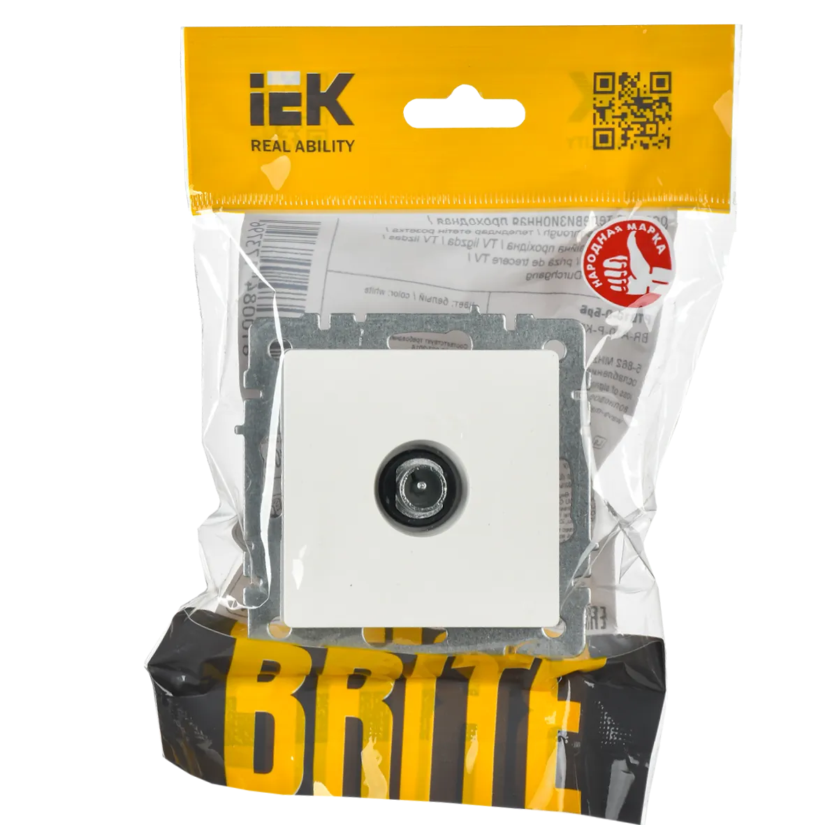 BRITE Розетка TV проходная РТВ10-0-БрБ белый IEK - Фото 4