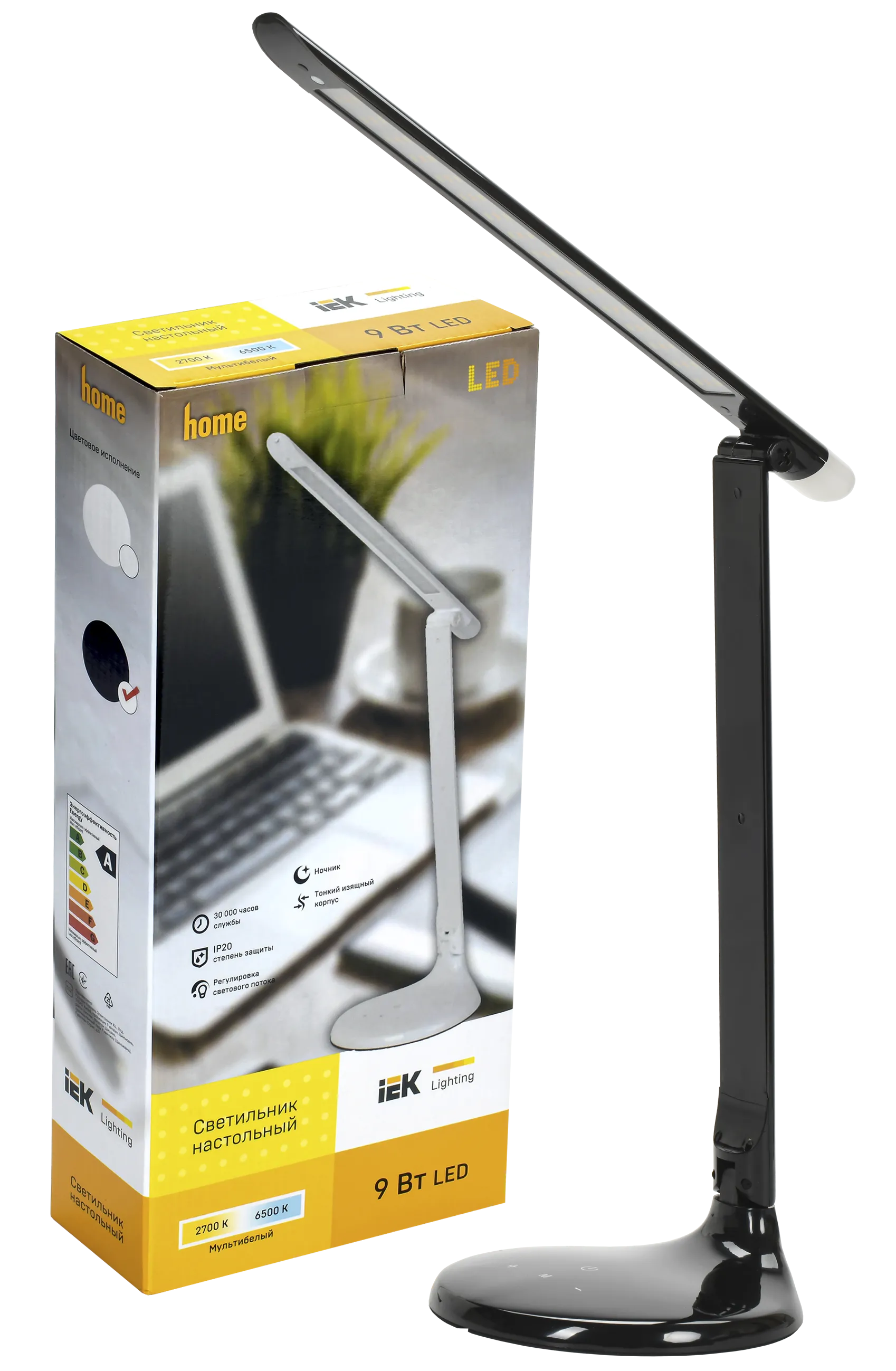 LIGHTING Светильник светодиодный настольный 2013 9Вт на подставке диммер ночник черный IEK - Фото 2