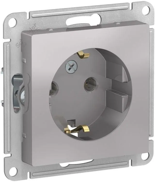 Розетка 1-м СП AtlasDesign 16А IP20 с заземл. механизм алюм. SE ATN000343